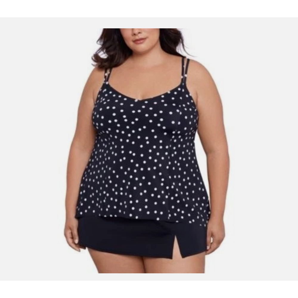 Swim Solutions Plus Size Polka-Dot High-Low T-Shirt Rain of Dots 15280